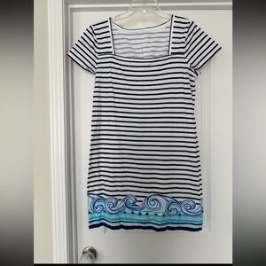 Lilly Pulitzer Square Neck Wave Tee Dress Large